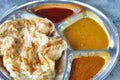 Roti canai flat bread, Indian food