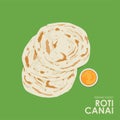 roti canai illustration indian cuisine vector stock