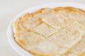 Roti Canai Pour Condensed milk and sprinkle sugar on top,cut int