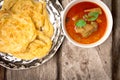 Roti canai with spicy curry