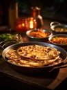 Roti or chapatti cooking in a non-stick frying pan in the kitchen