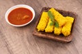 Roti Jala or Net Bread and curry sauce Royalty Free Stock Photo