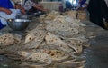 Roti making in the Langar at Golden Temple a Sikh community kitchen in the Gurdwara Royalty Free Stock Photo