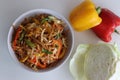 Roti noodles. A makeover meal with leftover chapatis made by rolling the chapatis and cutting it into thin strips, then tossed it