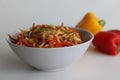 Roti noodles. A makeover meal with leftover chapatis made by rolling the chapatis and cutting it into thin strips, then tossed it