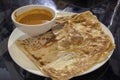 Roti Prata with Curry Gravy Royalty Free Stock Photo