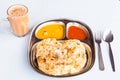 Roti Prata or Roti Canai, a traditional Indian bread served with curry Royalty Free Stock Photo