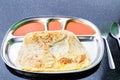 Roti Telur or bread with eggs, popular Indian cuisine that is savored with curry Royalty Free Stock Photo