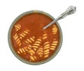 Rotini tomato soup in a bowl on a white background Royalty Free Stock Photo