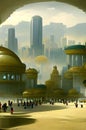 The Rotondo utopian city - Unique digitally painted color artwork