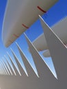 Rotor blades of a wind turbine on a storage yard