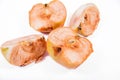 Rotten apple halves on a white background Royalty Free Stock Photo