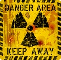 Rotten atomic radiation warning sign, Royalty Free Stock Photo