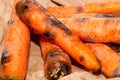 Rotten carrots. Spoiled moldy vegetable waste. Wasted food in close-up