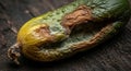 Rotten cucumber with collapsing edges Royalty Free Stock Photo