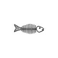 Rotten fish skeleton with bones drawn sketch icon. Royalty Free Stock Photo