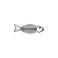Rotten fish skeleton with bones drawn sketch icon. Royalty Free Stock Photo