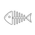 Rotten fish skeleton vector line icon. Royalty Free Stock Photo