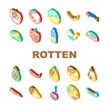 rotten food waste icons set vector