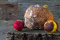 Rotten fruit wooden board Royalty Free Stock Photo