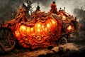 horse-drawn carriage of Halloween pumpkins Royalty Free Stock Photo