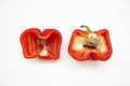 Rotten red bell peppers on white background. Royalty Free Stock Photo