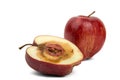 Rotten sliced red apple Royalty Free Stock Photo