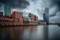 Rotterdam city skyline cityscape, Netherlands Royalty Free Stock Photo