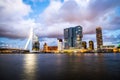 Rotterdam city after sunset, dramatic sky. Holland, Western Euro Royalty Free Stock Photo