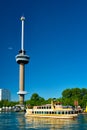 Rotterdam cityscape with Euromast and Nieuwe Maas river