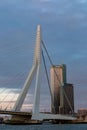 Rotterdam cityscape during twilight with dramatic sky Royalty Free Stock Photo