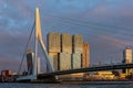 Rotterdam cityscape during twilight with dramatic sky Royalty Free Stock Photo