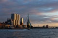 Rotterdam cityscape during twilight with dramatic sky Royalty Free Stock Photo