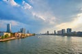 Rotterdam cityscape view over Nieuwe Maas river, Netherlands