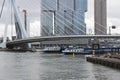 Rotterdam Erasmus Bridge day time view the Cloudy sky, The Netherlands Royalty Free Stock Photo