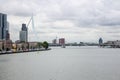 Rotterdam Erasmus Bridge day time view the Cloudy sky, The Netherlands Royalty Free Stock Photo