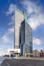 Modern office buildings against a blu sky with dramatic clouds, Kop van Zuid Rotterdam Royalty Free Stock Photo