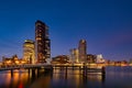 Rotterdam - 13 February 2019: Rotterdam, The Netherlands. downtown skyline, several modern tall buildings on the