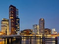 Rotterdam - 13 February 2019: Rotterdam, The Netherlands downtown skyline, several modern tall buildings on the