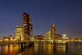 Rotterdam - 13 February 2019: Rotterdam, The Netherlands downtown skyline, several modern tall buildings on the