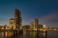 Rotterdam - 13 February 2019: Rotterdam, The Netherlands downtown skyline, several modern tall buildings on the