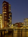 Rotterdam - 13 February 2019: Rotterdam, The Netherlands downtown skyline, several modern tall buildings on the