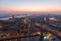 Rotterdam harbor sunset Royalty Free Stock Photo