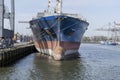Rotterdam Harbour, 2018-04 Large Cargo ships awaits unloading