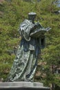 Bronze statue of the Dutch Renaissance humanist Erasmus of Rotterdam at Grotekerkplein Royalty Free Stock Photo