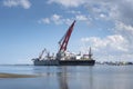 ROTTERDAM, MAASVLAKTE, THE NETHERLANDS Construction vessel moored at the Maasvlakte, Rotterdam in The Netherlands for performing