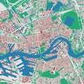 Rotterdam map. Detailed map of Rotterdam city administrative area. Cityscape urban panorama. Outline map with buildings, water,