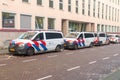 Nederlands Police (Politie) cars at police station in city center of Rotterdam