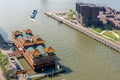 New Ocean Paradise floating Chinese restaurant aerial view in Rotterdam