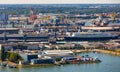 ROTTERDAM, NETHERLANDS - AUGUST 7, 2022: Aerial view of the largest port in Europe